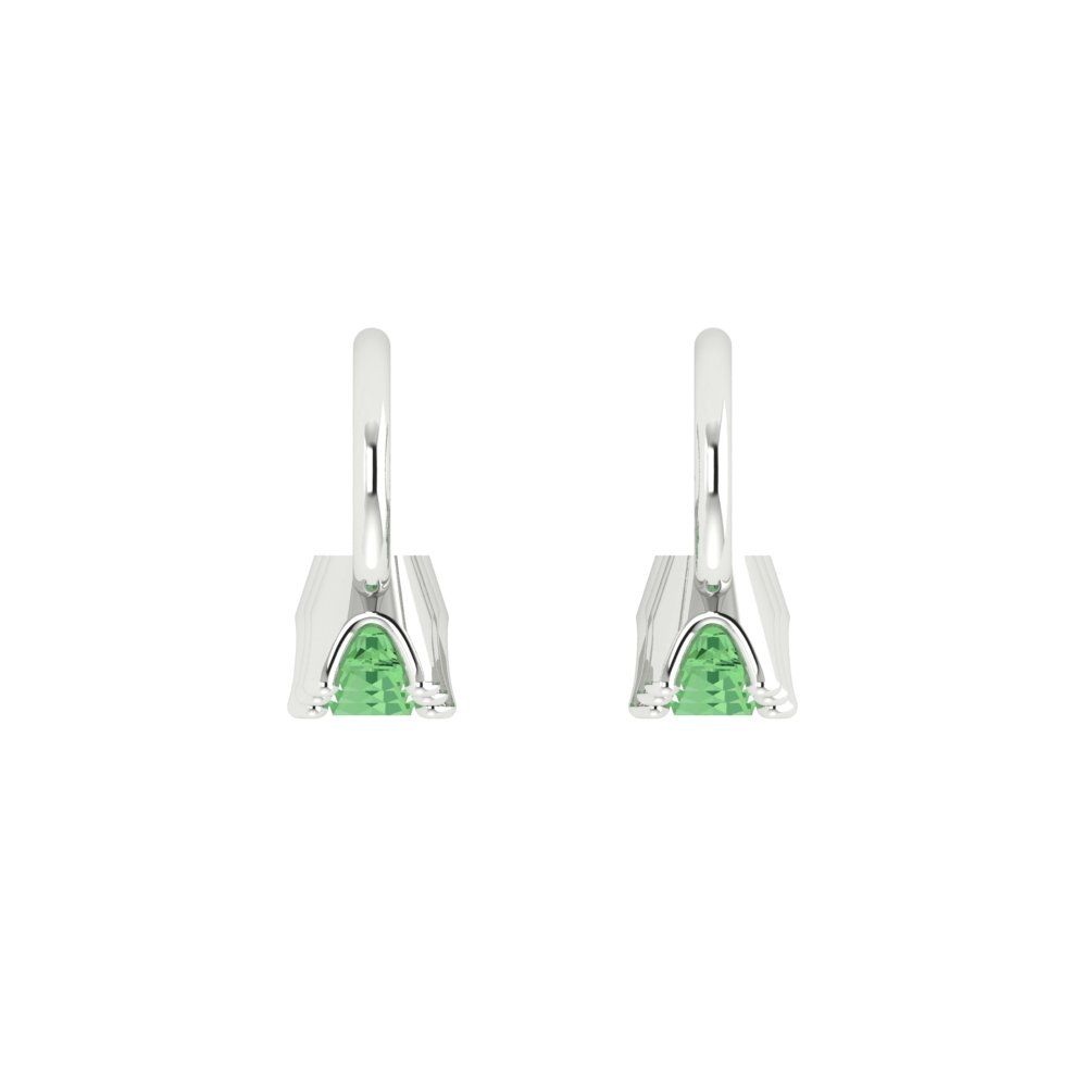 1.06 ctw Green Zirconia Drop Dangle Earrings | 4mm Round Cut White Gold Lever Back | April Birthstone