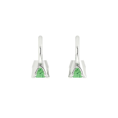1.06 ctw Green Zirconia Drop Dangle Earrings | 4mm Round Cut White Gold Lever Back | April Birthstone