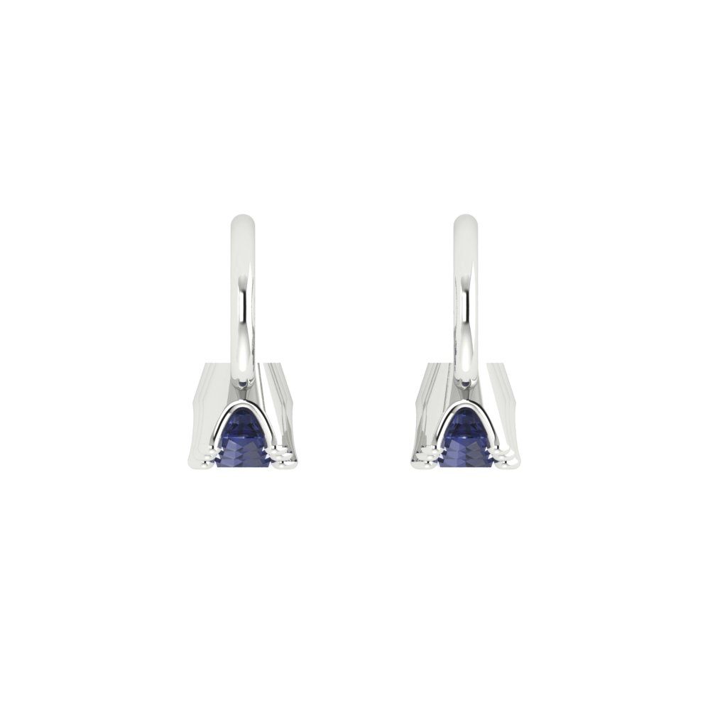 1.06 ctw Blue Sapphire Drop Dangle Earrings | 4mm Round Cut White Gold Lever Back | September Birthstone