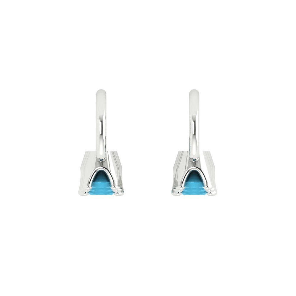 1.06 ctw Turquoise Drop Dangle Earrings | 4mm Round Cut White Gold Lever Back | December Birthstone