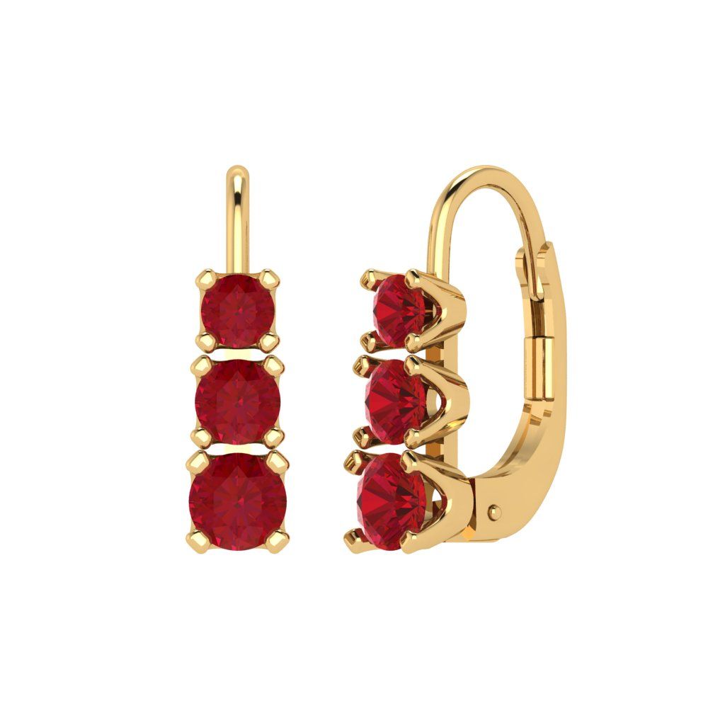 1.06 ctw Pink Tourmaline Drop Dangle Earrings | 4mm Round Cut White Gold Lever Back | April Birthstone