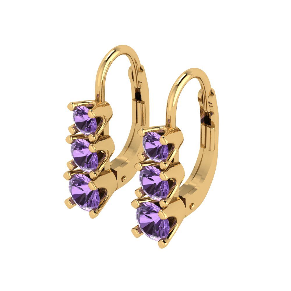 1.06 ctw Alexandrite Drop Dangle Earrings | 4mm Round Cut White Gold Lever Back | June Birthstone