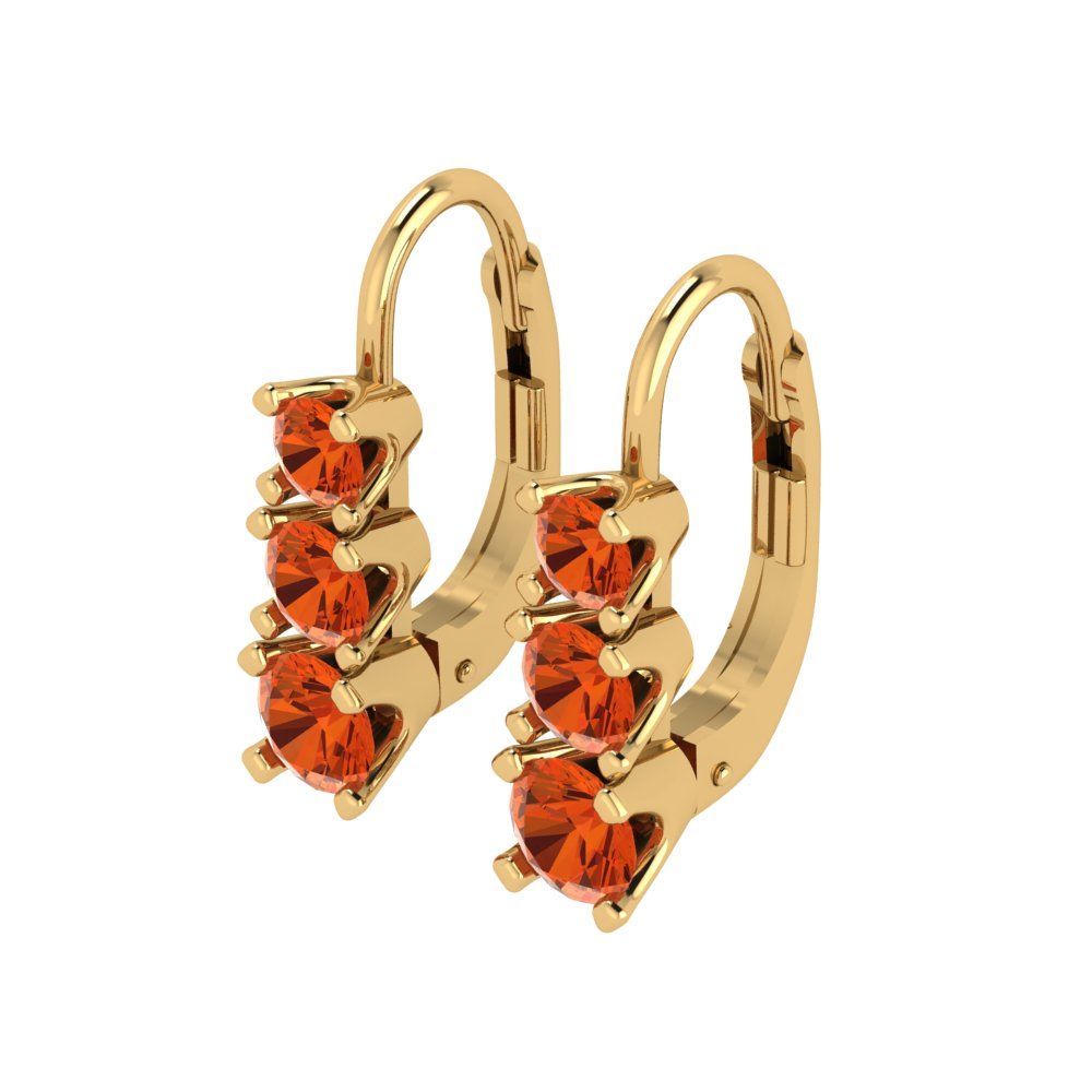 1.06 ctw Red Zirconia Drop Dangle Earrings | 4mm Round Cut White Gold Lever Back | April Birthstone