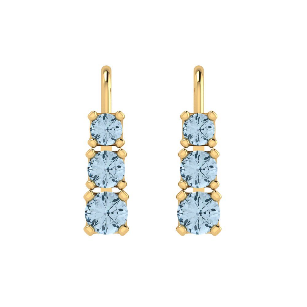 1.06cttw Aquamarine Gold-Plated 925 Silver Lever Back Drop Dangle Earrings