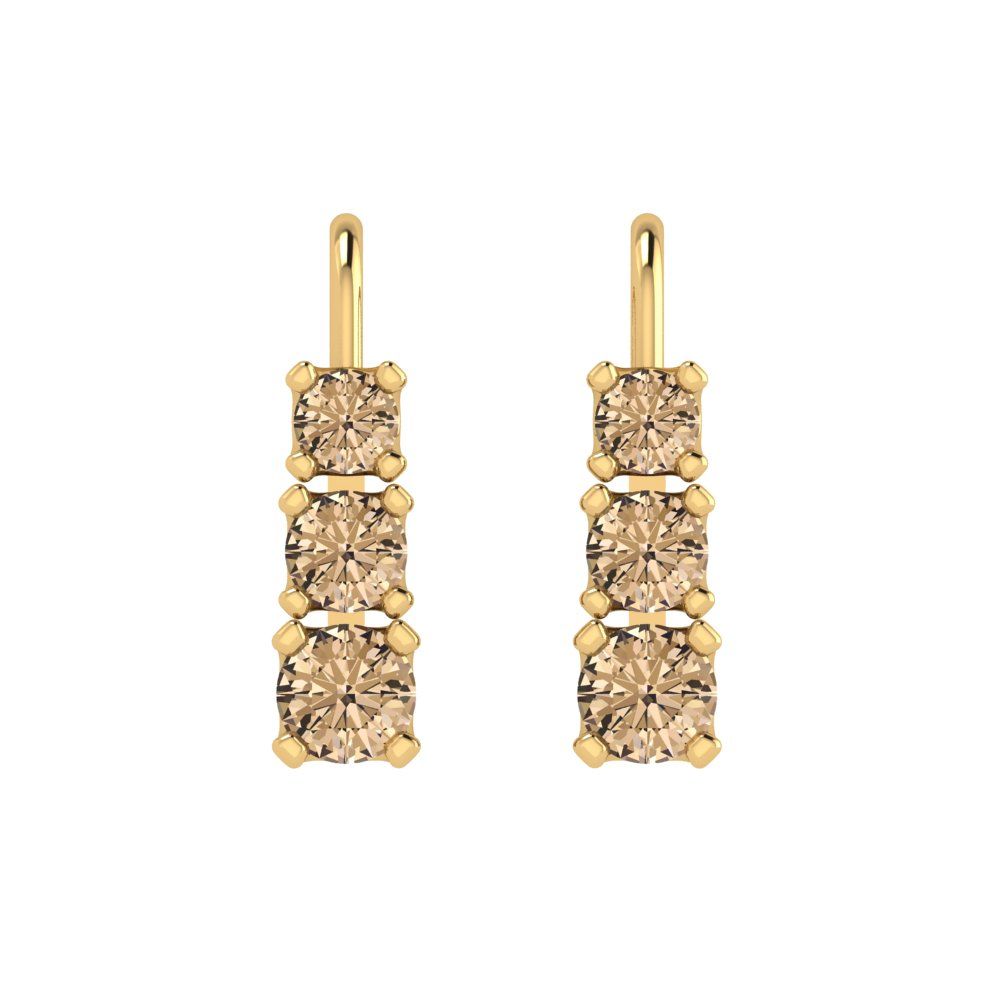 1.06 ctw Yellow Moissanite Drop Dangle Earrings | 4mm Round Cut White Gold Lever Back | April Birthstone