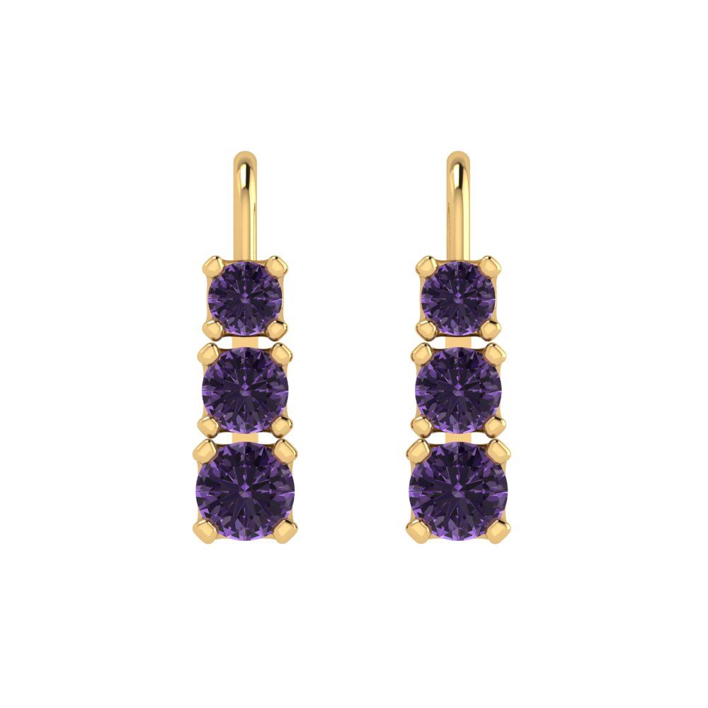 1.06cttw Alexandrite Gold-Plated 925 Silver Lever Back Drop Dangle Earrings