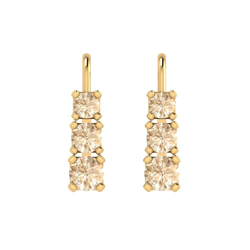 1.06 ctw Morganite Drop Dangle Earrings | 4mm Round Cut White Gold Lever Back | February Birthstone