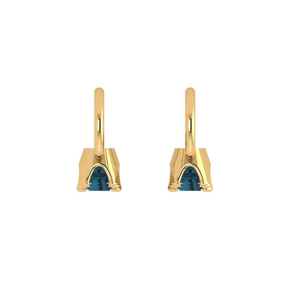 1.06 ctw London Blue Topaz Drop Dangle Earrings | 4mm Round Cut White Gold Lever Back | December Birthstone