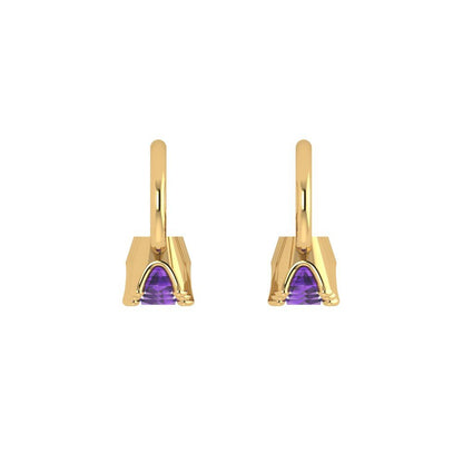 1.06cttw Amethyst Gold-Plated 925 Silver Lever Back Drop Dangle Earrings
