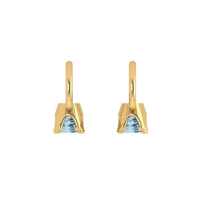 1.06 ctw Swiss Blue Topaz Drop Dangle Earrings | 4mm Round Cut White Gold Lever Back | December Birthstone