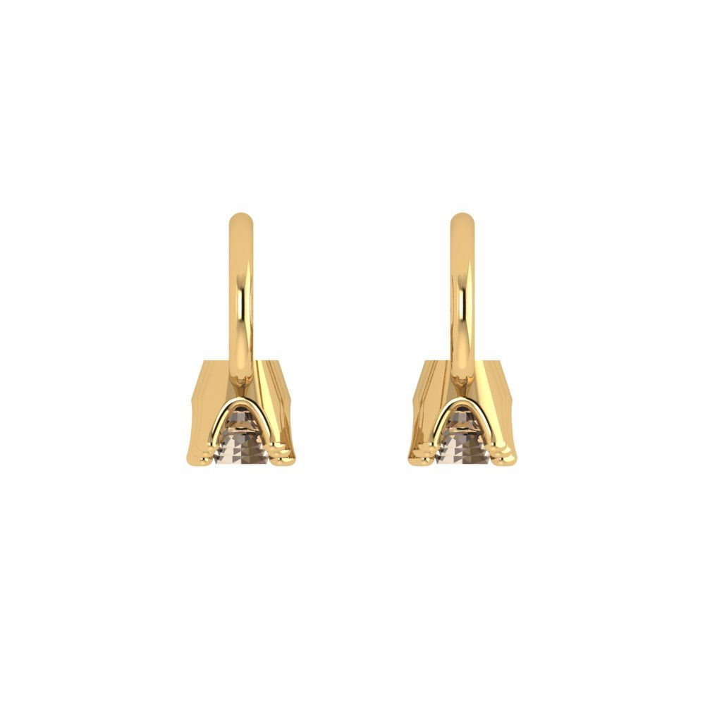 1.06 ctw Champagne Drop Dangle Earrings | 4mm Round Cut White Gold Lever Back | April Birthstone
