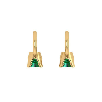 1.06 ctw Emerald Drop Dangle Earrings | 4mm Round Cut White Gold Lever Back | May Birthstone