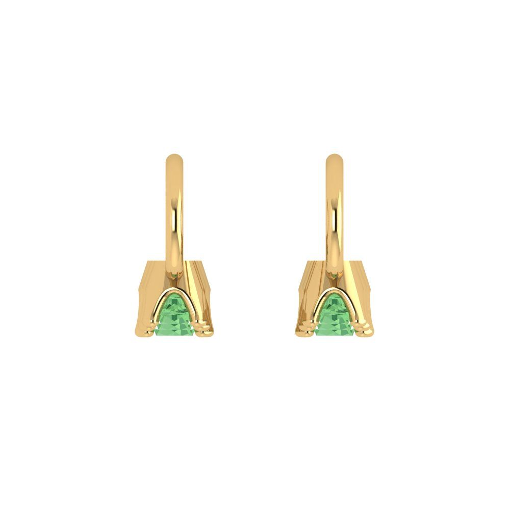 1.06 ctw Green Zirconia Drop Dangle Earrings | 4mm Round Cut White Gold Lever Back | April Birthstone