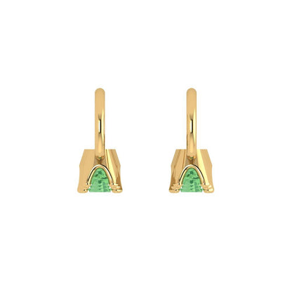 1.06 ctw Green Zirconia Drop Dangle Earrings | 4mm Round Cut White Gold Lever Back | April Birthstone