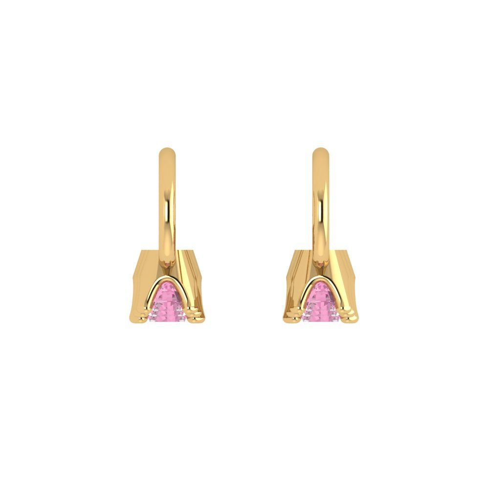 1.06 ctw Pink Zirconia Drop Dangle Earrings | 4mm Round Cut White Gold Lever Back | April Birthstone