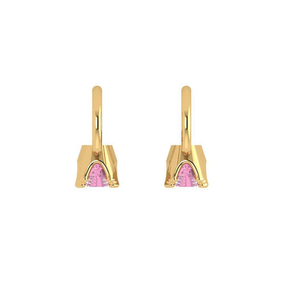 1.06 ctw Pink Zirconia Drop Dangle Earrings | 4mm Round Cut White Gold Lever Back | April Birthstone