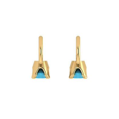 1.06 ctw Turquoise Drop Dangle Earrings | 4mm Round Cut White Gold Lever Back | December Birthstone