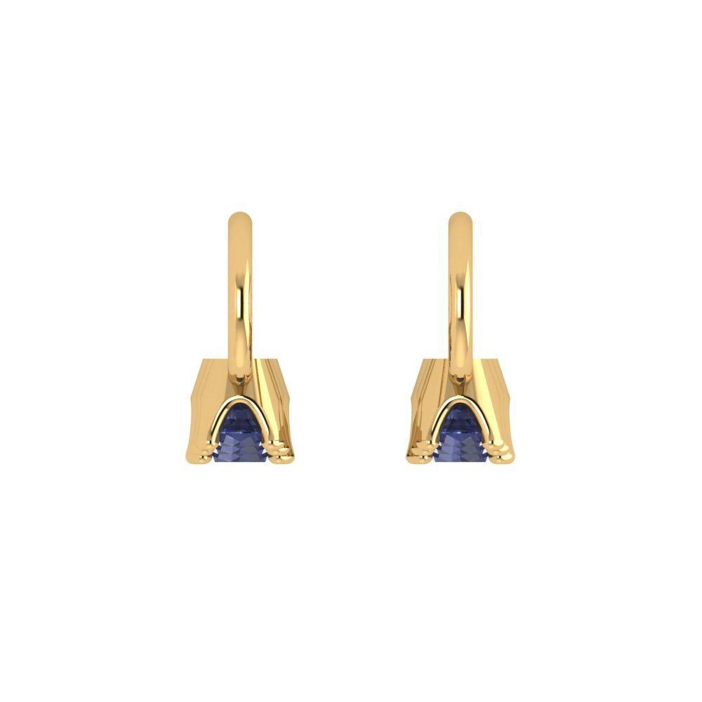 1.06 ctw Blue Sapphire Drop Dangle Earrings | 4mm Round Cut White Gold Lever Back | September Birthstone