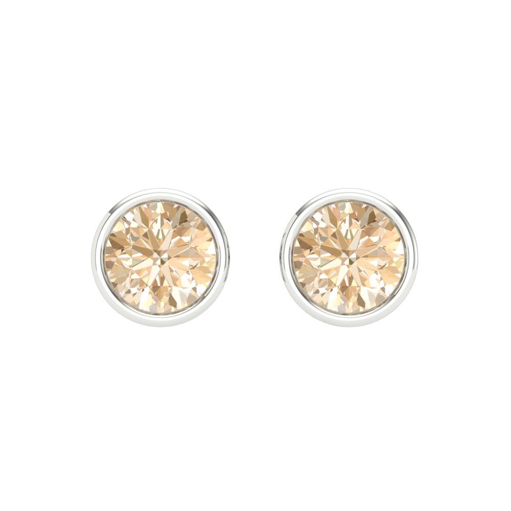 2 ctw Morganite Studs Earrings | 6.5mm Round Cut White Gold Screw back | February Birthstone