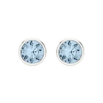 2 ctw Swiss Blue Topaz Studs Earrings | 6.5mm Round Cut White Gold Screw back | December Birthstone