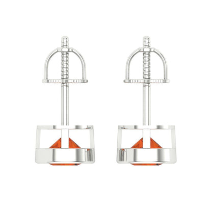 2 ctw Red Zirconia Studs Earrings | 6.5mm Round Cut White Gold Screw back | April Birthstone