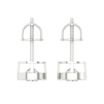 2 ctw Moissanite Studs Earrings | 6.5mm Round Cut White Gold Screw back | April Birthstone