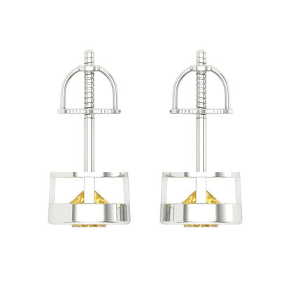 2 ctw Citrine Studs Earrings | 6.5mm Round Cut White Gold Screw back | November Birthstone