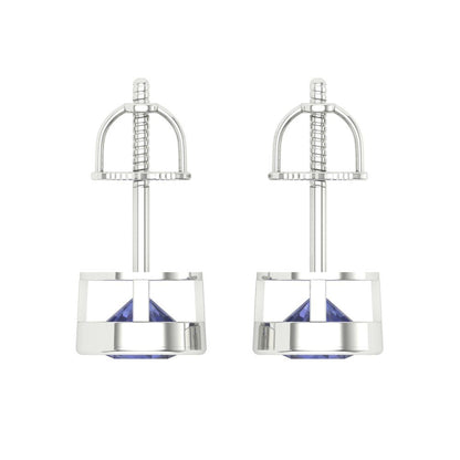 2 ctw Tanzanite Studs Earrings | 6.5mm Round Cut White Gold Screw back | December Birthstone