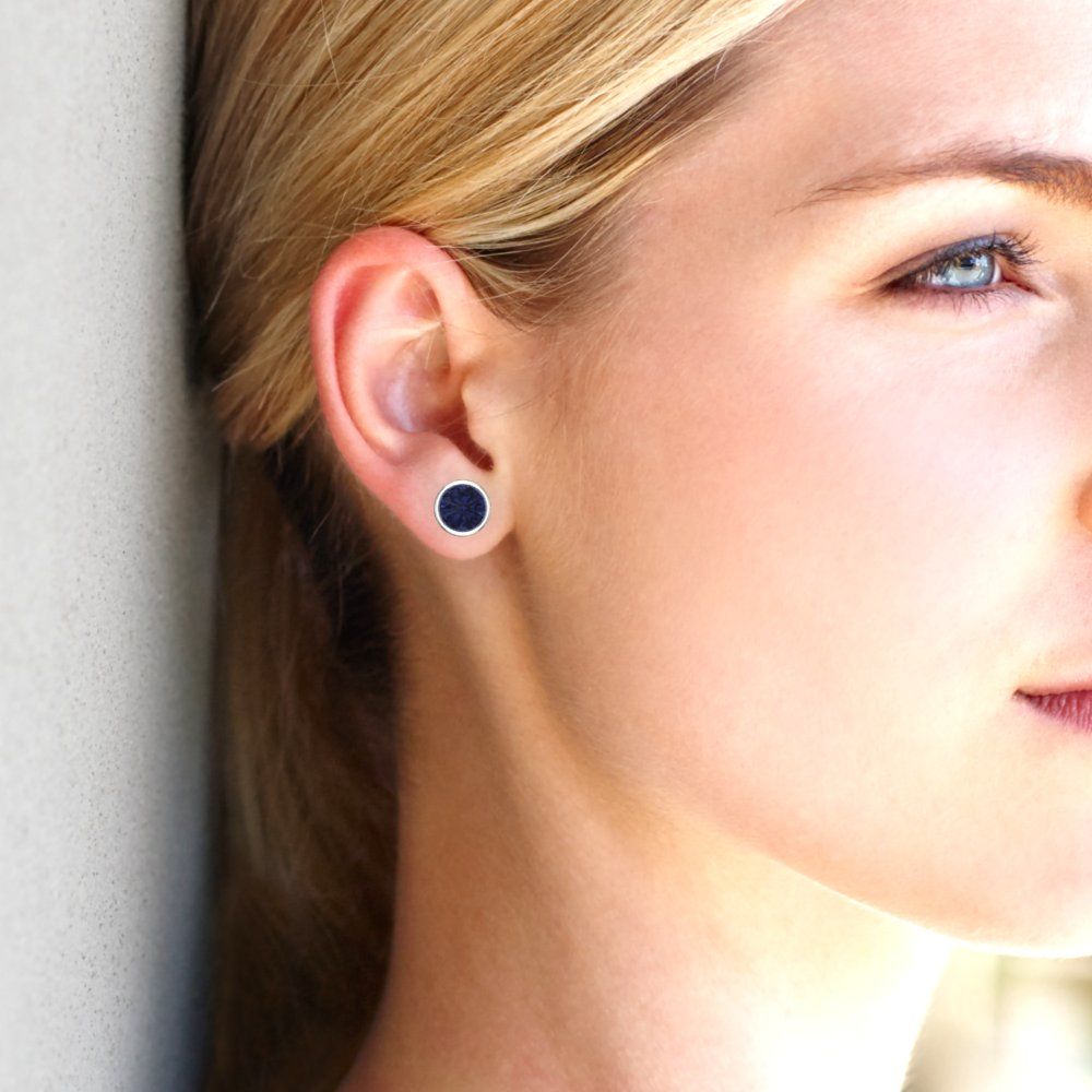 2 ctw Blue Sapphire Studs Earrings | 6.5mm Round Cut White Gold Screw back | September Birthstone