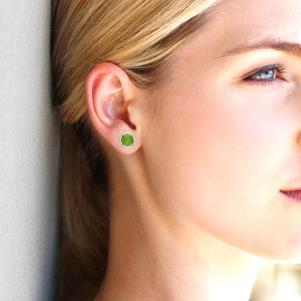 2 ctw Peridot Studs Earrings | 6.5mm Round Cut White Gold Screw back | August Birthstone
