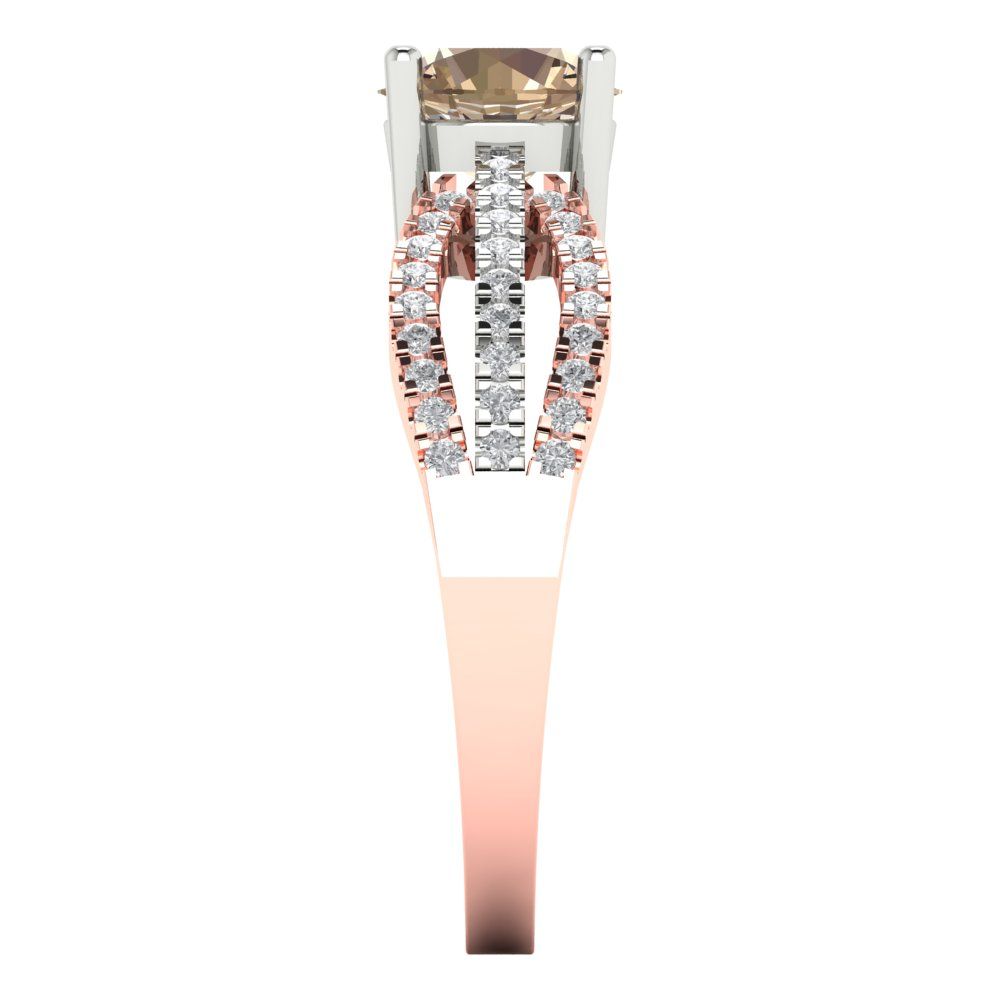 1.27 cttw Yellow Moissanite Solitaire with Zirconia Simulated Diamond Accents Engagement Ring - Solid White/Rose Gold (VVS1, Round Cut,6.5mm)