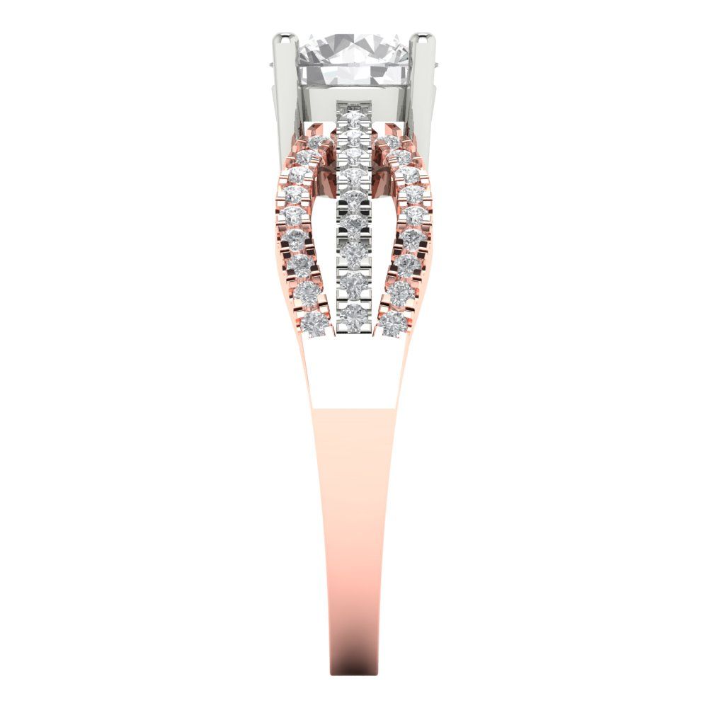 1.27 cttw White Sapphire Solitaire with Zirconia Simulated Diamond Accents Engagement Ring - Solid White/Rose Gold (VVS1, Round Cut,6.5mm)