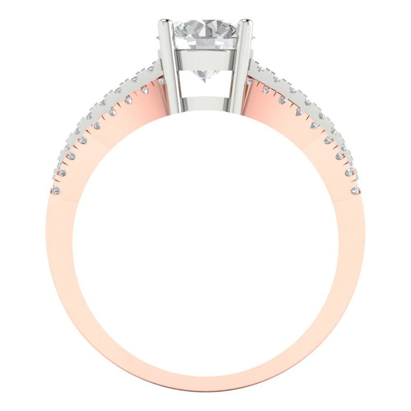 1.27 ct Brilliant Round Cut Natural Diamond Stone Clarity SI1-2 Color G-H White/Rose Gold Solitaire with Accents Ring