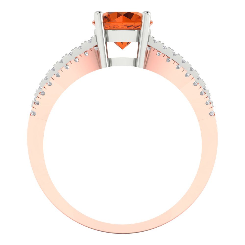 1.27 cttw Simulated Pink Tourmaline Solitaire with Zirconia Simulated Diamond Accents Engagement Ring - Solid White/Rose Gold (VVS1, Round Cut,6.5mm)