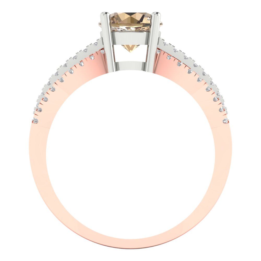 1.27 cttw Yellow Moissanite Solitaire with Zirconia Simulated Diamond Accents Engagement Ring - Solid White/Rose Gold (VVS1, Round Cut,6.5mm)