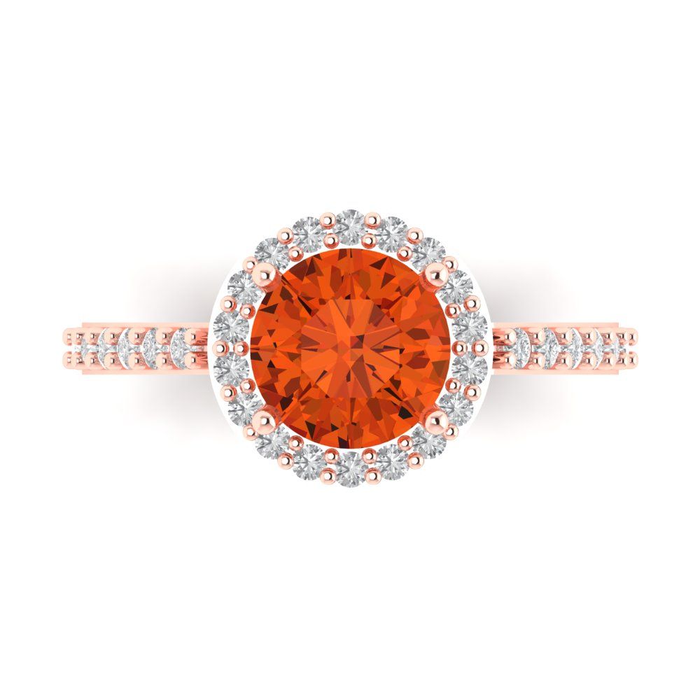 1.86 cttw Zirconia Simulated Red Diamond Hidden Halo Engagement Ring - Solid Gold (VVS1, Round Cut,7.5mm)