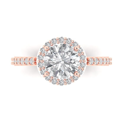 1.86 cttw Certified Moissanite Hidden Halo Engagement Ring - Solid Gold (VVS1, D-F,Round Cut,7.5mm)