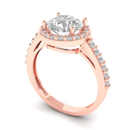 1.86 cttw Certified Moissanite Hidden Halo Engagement Ring - Solid Gold (VVS1, D-F,Round Cut,7.5mm)