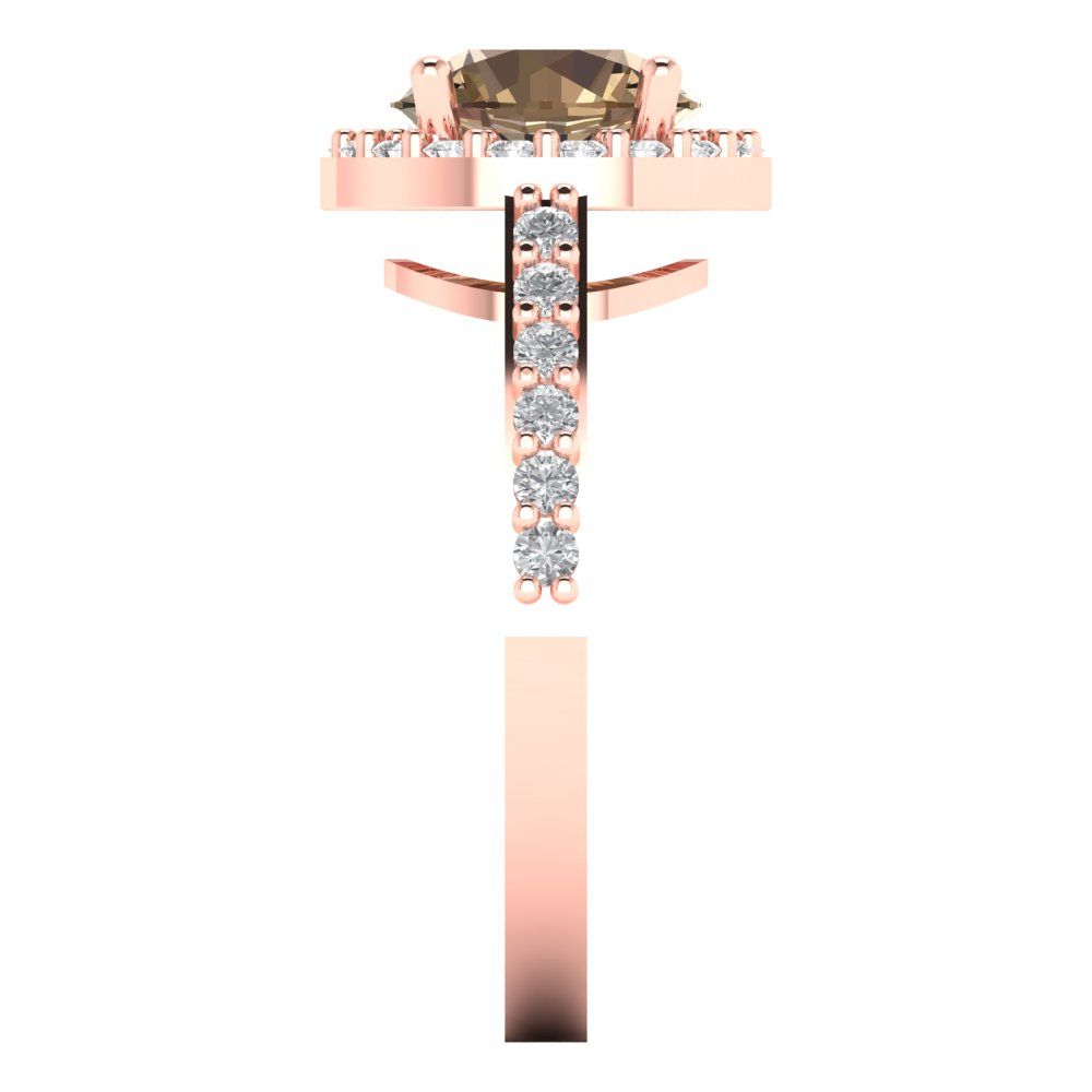 1.86 cttw Zirconia Simulated Champagne Diamond Hidden Halo Engagement Ring - Solid Gold (VVS1, Round Cut,7.5mm)