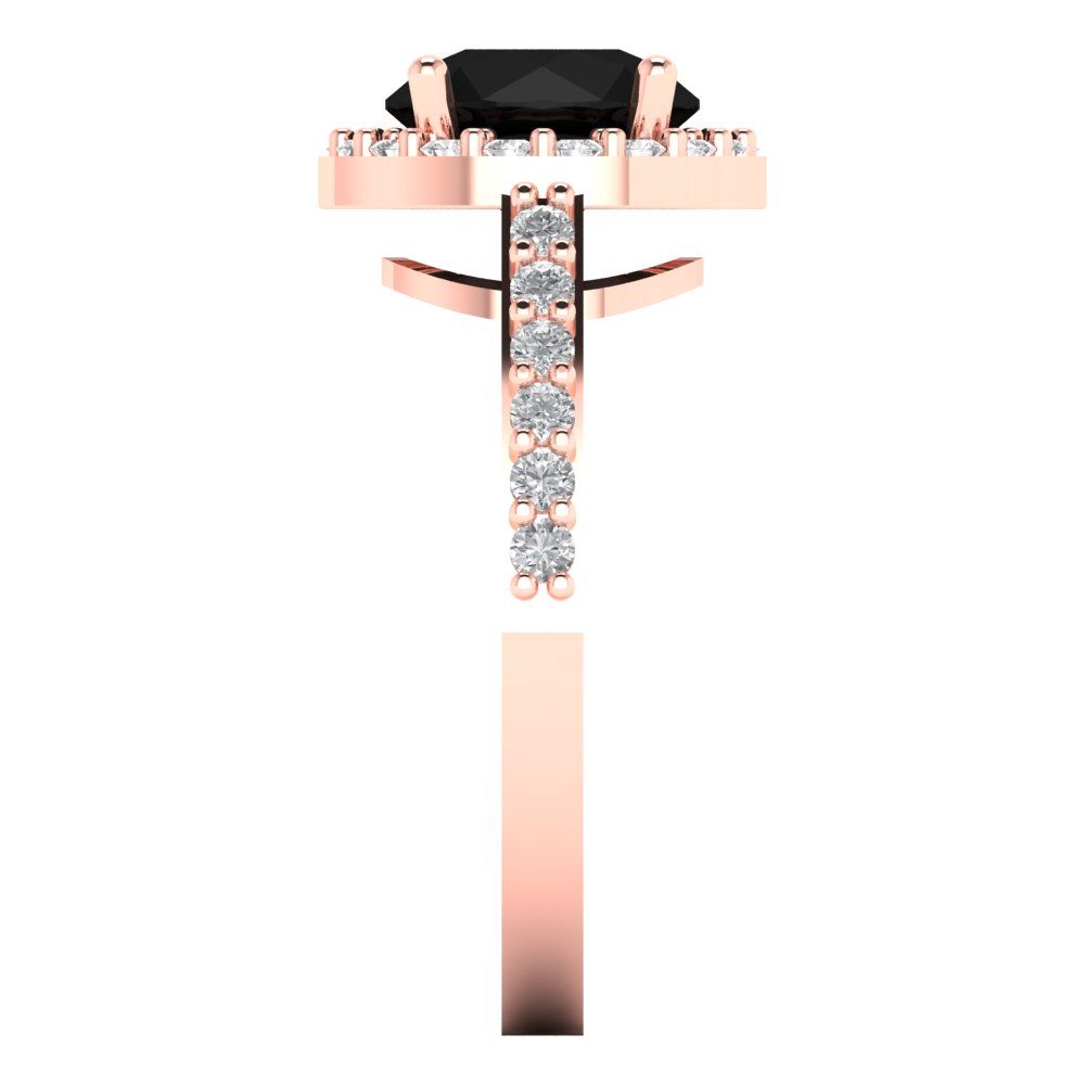 1.86 cttw Natural Onyx Hidden Halo Engagement Ring - Solid Gold (Round Cut,7.5mm)