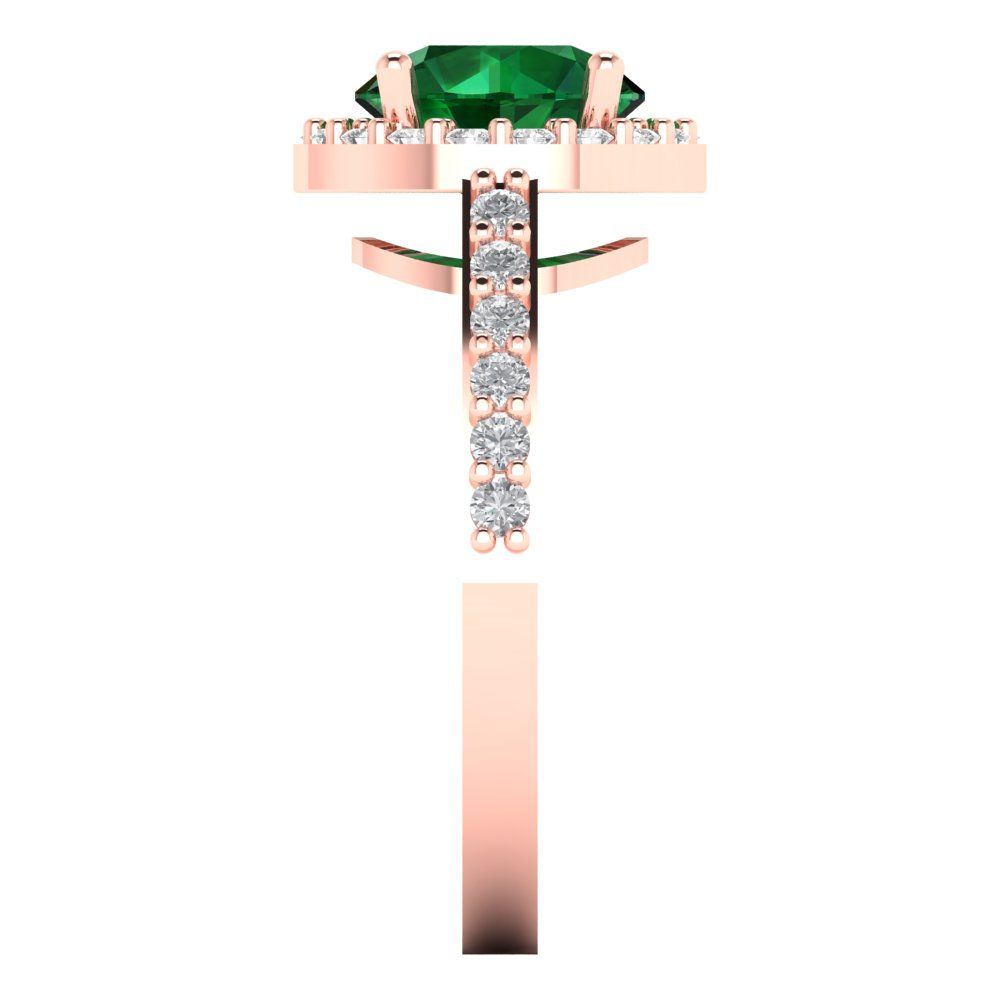 1.86 cttw Simulated Emerald Hidden Halo Engagement Ring - Solid Gold (Round Cut,7.5mm)