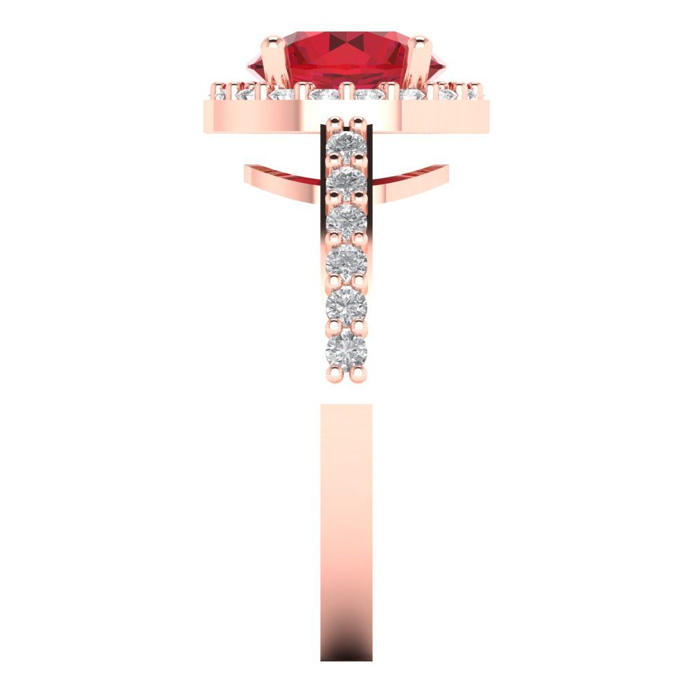 1.86 cttw Simulated Ruby Hidden Halo Engagement Ring - Solid Gold (Round Cut,7.5mm)