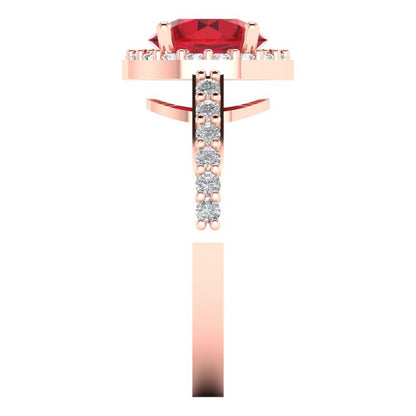 1.86 cttw Simulated Pink Tourmaline Hidden Halo Engagement Ring - Solid Gold (Round Cut,7.5mm)