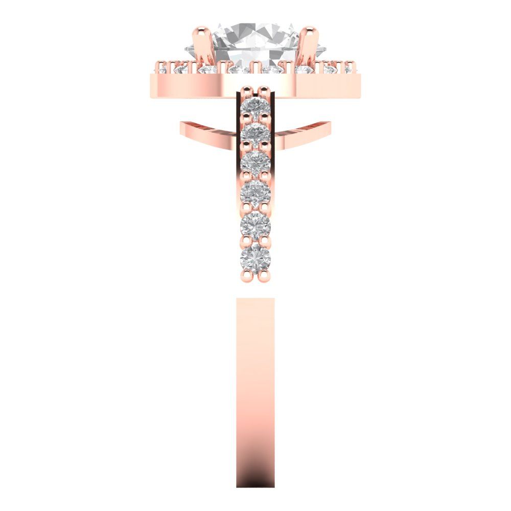 1.86 cttw Certified Moissanite Hidden Halo Engagement Ring - Solid Gold (VVS1, D-F,Round Cut,7.5mm)