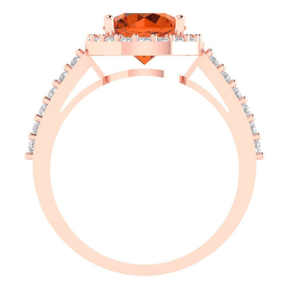 1.86 cttw Simulated Ruby Hidden Halo Engagement Ring - Solid Gold (Round Cut,7.5mm)