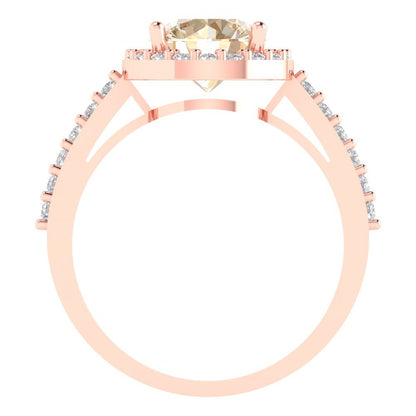 1.86 cttw Natural Morganite Hidden Halo Engagement Ring - Solid Gold (Round Cut,7.5mm)