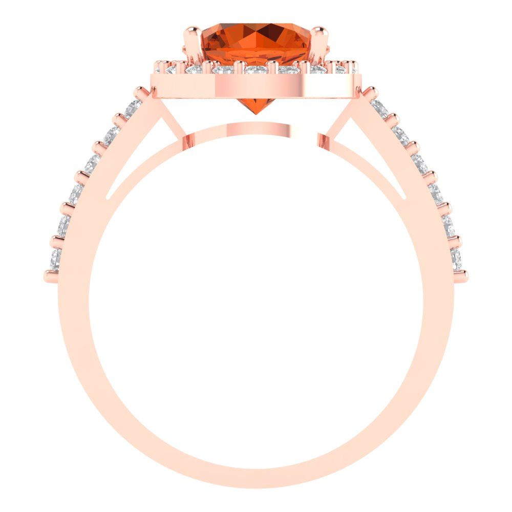 1.86 cttw Simulated Pink Tourmaline Hidden Halo Engagement Ring - Solid Gold (Round Cut,7.5mm)