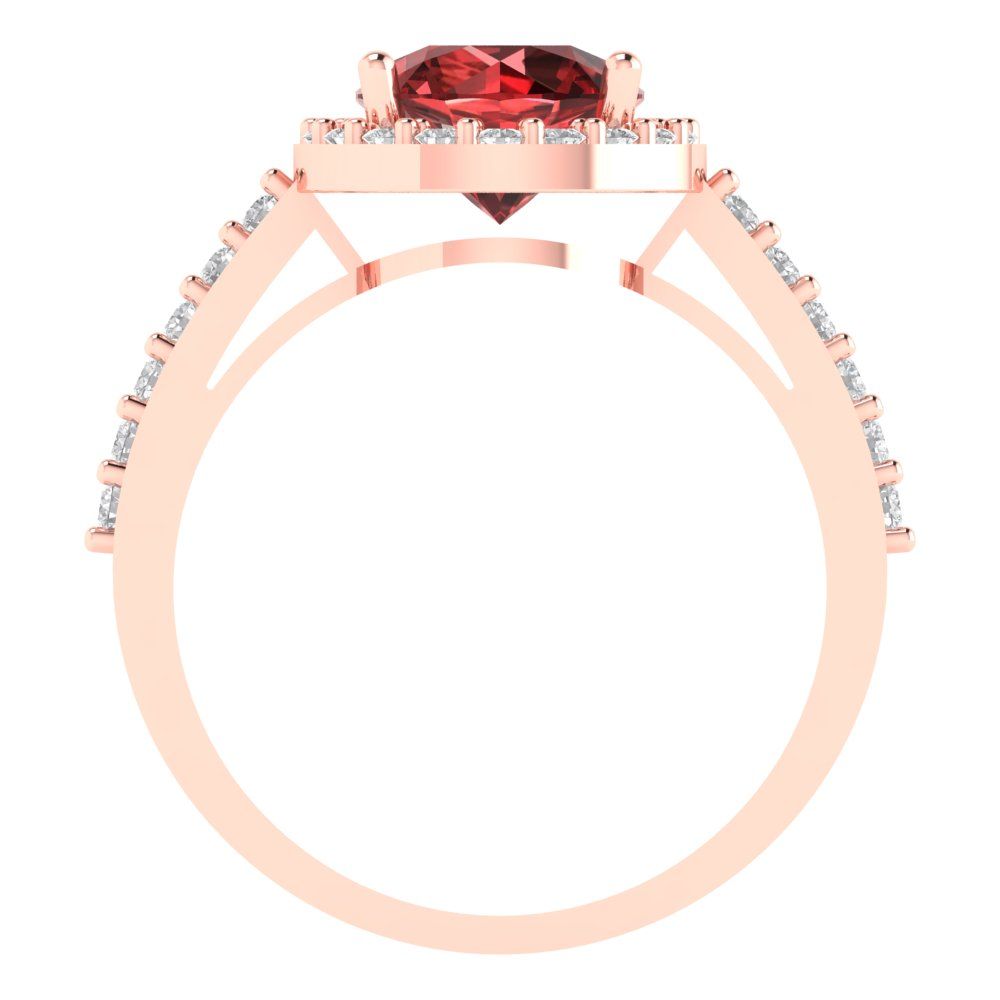 1.86 cttw Natural Garnet Hidden Halo Engagement Ring - Solid Gold (Round Cut,7.5mm)