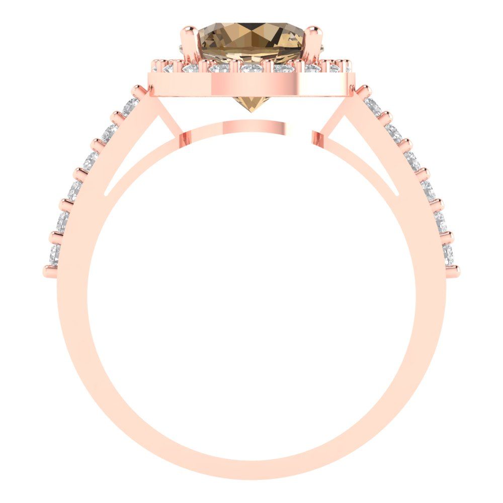 1.86 cttw Zirconia Simulated Champagne Diamond Hidden Halo Engagement Ring - Solid Gold (VVS1, Round Cut,7.5mm)