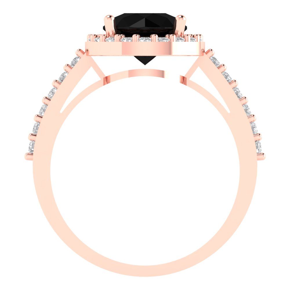 1.86 cttw Natural Onyx Hidden Halo Engagement Ring - Solid Gold (Round Cut,7.5mm)